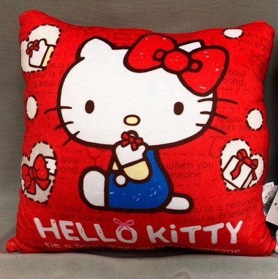 Hello Kitty 30X30公分 方枕 保暖枕 暖手枕 抱枕 紅
