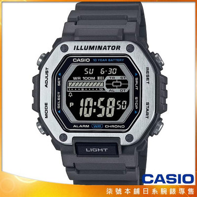 【柒號本舖】CASIO 卡西歐十年電力運動膠帶錶-黑 # MWD-110H-8B (台灣公司貨)