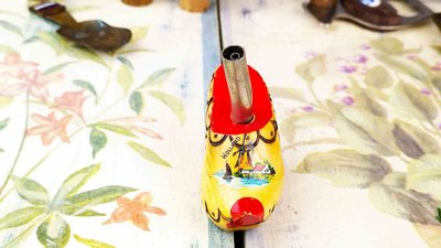 紫丁香歐陸古物雜貨♥荷蘭稀有早期古董手繪木頭木屐油醋罐瓶塞一個