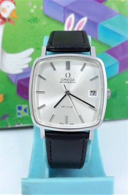 師大古董鐘錶--瑞士原裝亞米茄OMEGA日期顯示.原裝龍頭,GENEVE日內瓦系列.不鏽鋼自動上鍊男錶