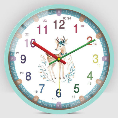時鐘 14寸學習掛鐘兒童認錶客廳臥室卡通靜音清新鐘錶時鐘