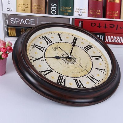 [14寸]康巴絲工業風復古掛鐘歐式客廳靜音石英鐘創意電子鐘大掛表古典懷舊鐘錶