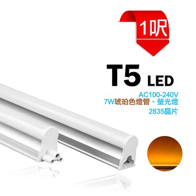 台灣製造 LED T5 1呎 AC100-240V 琥珀色 燈管 支架燈 串接燈 日光燈 各種顏色 間接照明 夜市 招牌