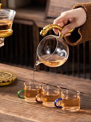 金蟾玻璃全自動茶具套裝家用招財進寶懶人泡茶器功夫茶具創意茶杯