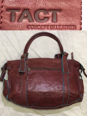 低價起標~香港設計師品牌 TACT 牛皮托特包 真皮大包 卡地亞紅側背包 皮革公事包