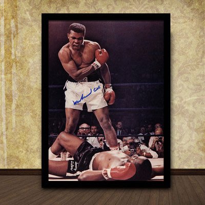 拳王阿里Muhammad Ali拳擊健身房酒吧體育裝飾畫星辰海報實木框4