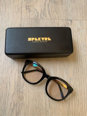 二手真品 英國品牌 spektre 黑色膠框 淺咖啡色 造型眼鏡