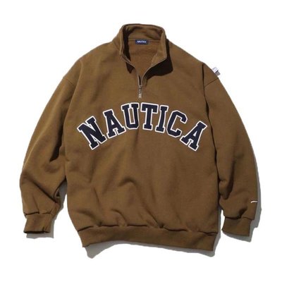 【熱賣精選】現貨NAUTICA JAPAN Arch Logo Cadet Collar字母半拉鏈Polo衫衛衣