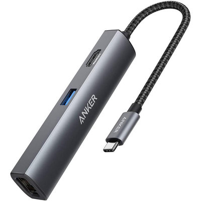 Anker A8338 5合1 USB-C Hub 乙太網路轉接器 4K HDMI + 3x USB 3.0 USB-A