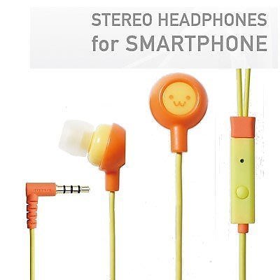 特價出清 日本ELECOM 圓形橙黃笑臉線控耳機耳麥 EHP-SMIN102