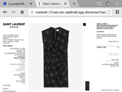 SAINT LAURENT PARIS SLP YSL mini dresses 黑色印花小洋裝 秀上款