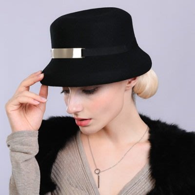 羊毛呢帽 禮 帽-帥氣有型鐵圈裝飾女帽子3色73tk50[獨家進口][米蘭精品]