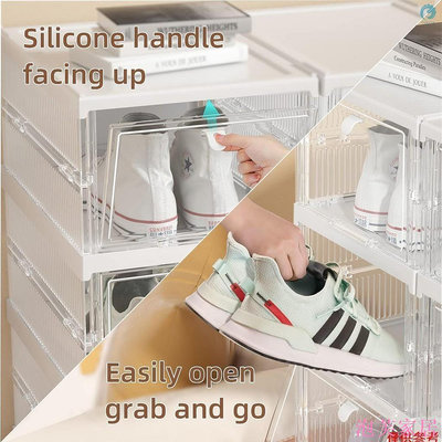 泡芙家居塑料儲物箱鞋櫃收納架獨立式 6 層鞋盒耐用穩定的鞋櫃,適用於家庭組織可折疊儲物箱
