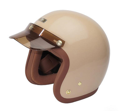 『元成安全帽』ninja復古帽 802 復刻經典騎士帽-奶茶 / 全可拆內襯 / 送鏡片 帽沿