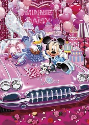 W1000-415 絕版迷你1000片日本進口拼圖 迪士尼 米妮 蕾西 粉紅車派對