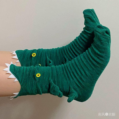 抖音同款創意搞怪鱷魚鯊魚地板襪變色龍動物襪居家秋冬加厚保暖女（滿599免運）