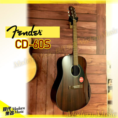 【現代樂器】現貨！Fender CD-60S 面單板民謠吉他 全桃花心木款 深色木紋 41吋木吉他 經典設計 音色溫暖