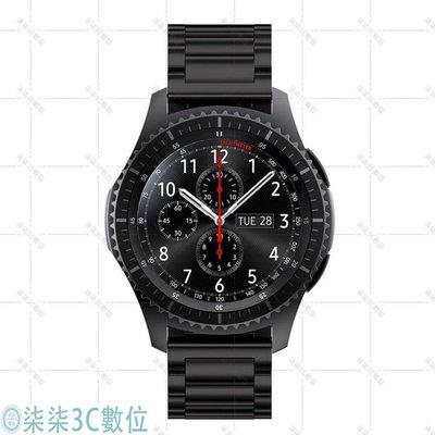 『柒柒3C數位』適用三星S3/Galaxy Watch 46/42mm智能手錶鋼帶三珠不鏽鋼錶帶Active2金屬腕帶20/22mm錶鏈