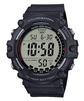 【金台鐘錶】CASIO卡西歐 10年電力電子錶 (大錶徑) 防水100米 AE-1500WH-1A