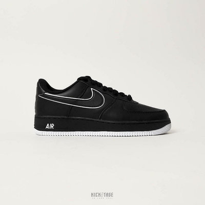 NIKE AIR FORCE 1 黑底白滾邊 皮革 經典 低筒休閒鞋 男女鞋【DV0788-002】AF1 RAF1