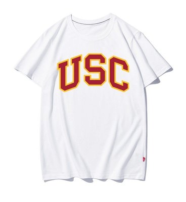 NCAA 美國大學名校 USC 南加利福尼亞 圓領短袖上衣 純棉 圓領T 短袖T tshirt 情侶裝 校服 團體服