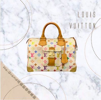 【哈極品】二手品 《Louis Vuitton LV 村上隆 白色33彩 30公分speedy 波士頓 手提包》