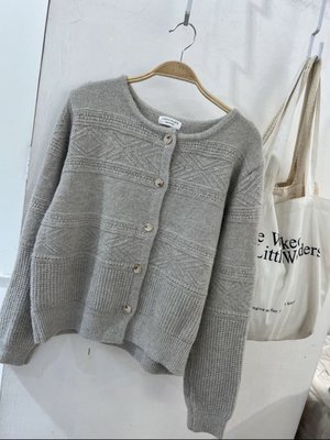 轉賣 韓國🇰🇷琥珀釦麻花針織長袖外套 sizeF 灰色