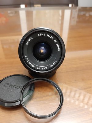 Canon FD 28mm F2.8品相不錯 附原廠前後鏡+鏡頭保護鏡