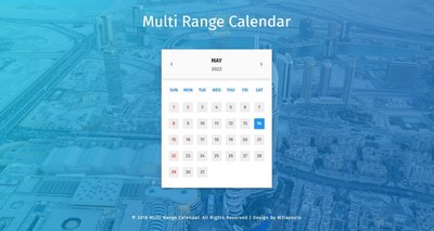 Multi Range Calendar 響應式網頁模板、HTML5+CSS3、網頁設計  #04081