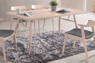 【N D Furniture】台南在地家具-北歐風橡膠木全實木水洗白色160cm實木餐桌TH