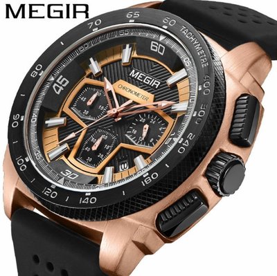 【潮裡潮氣】美格爾MEGIR手錶新品運動計時日曆軍表腕錶石英男表2056