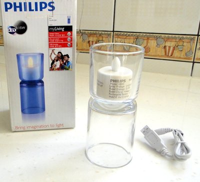 飛利浦 PHILIPS Jars 50045 蠟燭燈 充電式 LED0.15W  透明玻璃燈座