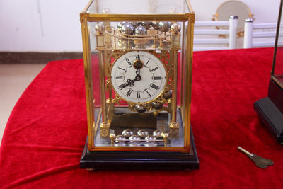 【二手】二針盤時鐘，每掉下球為4個小時,用游絲擺控制快慢，露明擺16523【木清院】 古玩 收藏 古董