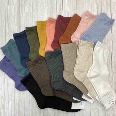 (16色) ETNA 無印風 素色簡約波紋襪子 糖果色 長筒襪 韓國襪子 素面襪子 日系簡約