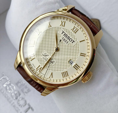 TISSOT Le Locle Automatic 金色框奶油色錶盤 羅馬數字 棕色皮革錶帶 男士 自動機械錶 T41541373
