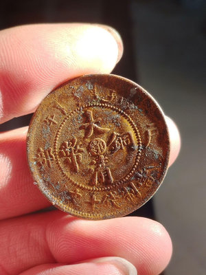 大清銅幣 中心鄂 十文  一枚如圖，以前收來的，品相尺寸如圖4138