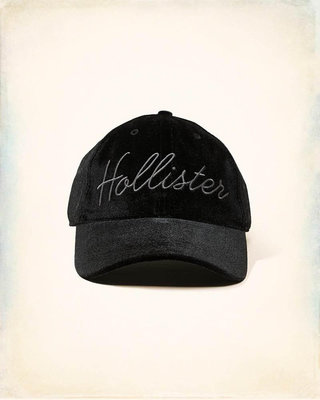 全新正品 Hollister 黑色絲絨棒球帽~