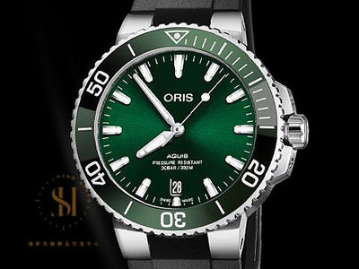【鴻昇名錶】ORIS 豪利時 Aquis 日期腕錶 01 733 7732 4157 綠色面盤 綠框 潛水錶 自動腕錶 AG417