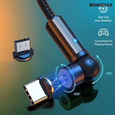 【時光閣】吸吸線540度QC3.0快充線適用於安卓Micro USB type-c吸磁頭手機充電線
