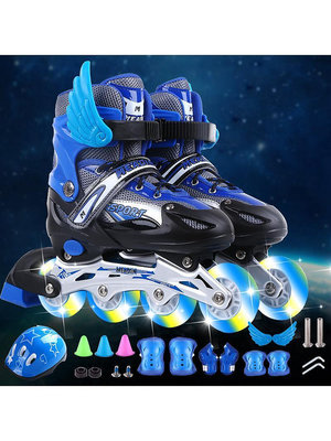 現貨：溜冰鞋兒童全套裝3-5-6-8-10歲旱冰直排輪滑可調男女童成