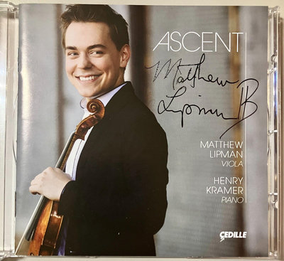 【簽名古典CD】馬修·李普曼（Matthew Lipman）：《Ascent》中提琴專輯