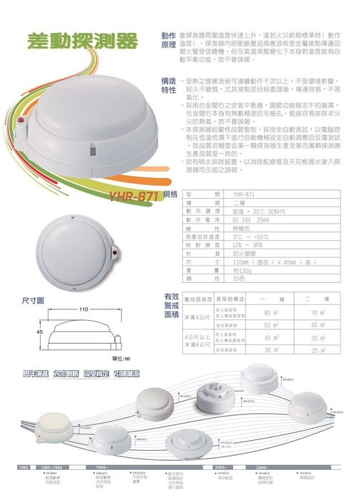 消防器材批發中心消防認證差動探測器yhr 871 偵溫器接受信總機用 保固兩年 Yahoo奇摩拍賣