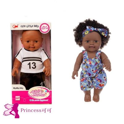 現貨 仿真娃娃玩具 嬰兒女孩小公主全軟矽膠寶寶 布洋娃娃 娃娃玩偶 黑人皮膚假娃