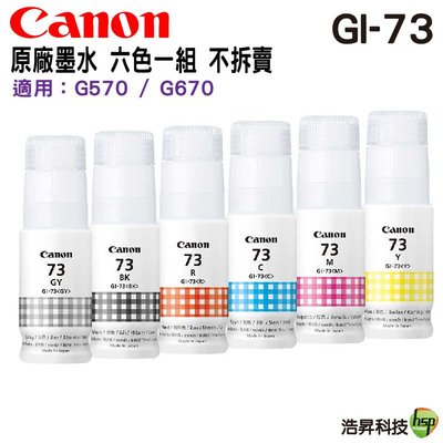 CANON GI-73BK/C/M/Y/R/GY 原廠六色墨水 CANON G570 CANON G670 浩昇科技