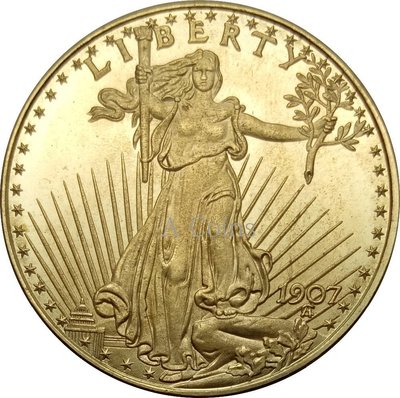 美利堅合眾國20美元“圣高登 - 雙鷹”阿拉伯數字無座右銘1907年A618