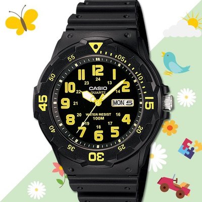 CASIO手錶專賣店 國隆 卡西歐 MRW-200H-9B 黑面黃字 防水100米_造型指針男錶