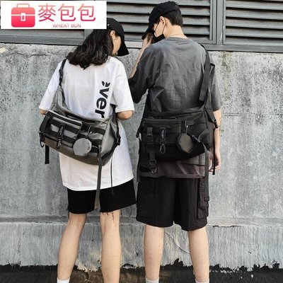 韓國男女同款潮牌機能斜挎包 多功能可拆卸子母包 大容量單肩包 雙肩包 挎包 腰包 運動背包 背包~麥包包