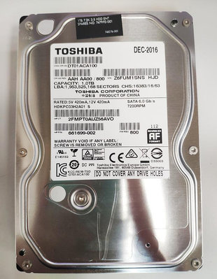 二手良品/Toshiba/東芝/DT01ACA100/SATA3/3.5吋/1TB/1T/硬碟/7200轉/桌上型硬碟