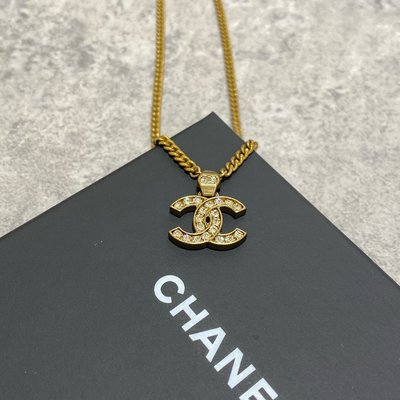 Chanel 項鍊 鑲鑽 復古金色《精品女王全新&二手》