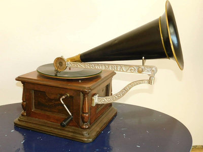 預售1904年美國手搖古董喇叭花唱片機哥倫比亞留聲機